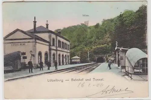 53262 Ak Lützelburg im Elsass Bahnhof und Tunnel 1904