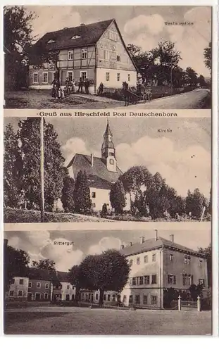 53254 Mehrbild Ak Gruß aus Hirschfeld bei Deutschenbora 1917