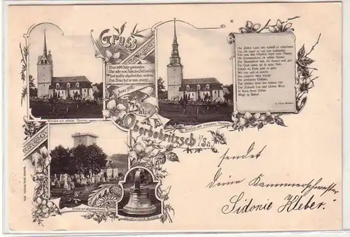 53239 Ak Gruß aus Oberbobritzsch i. Sa. Kirchturm 1902