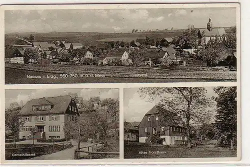 53236 Mehrbild-Ak Nassau Erzg. Teilansicht, Gemeindeamt, altes Forsthaus um 1910
