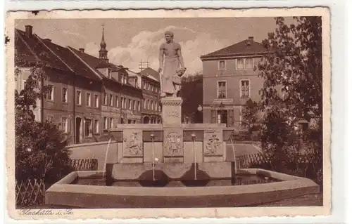 53198 Ak Glashütte Sachsen Brunnen und Geschäfte 1934