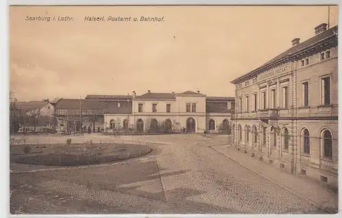 53196 Ak Saarburg en Lorraine Bureau de poste impérial et gare ferroviaire vers 1920