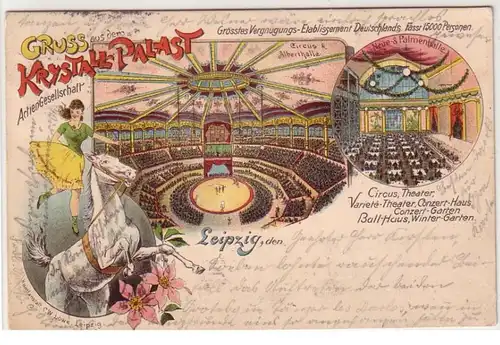 53155 Ak Lithographie Salutation du Krystall Palace Leipzig 1902