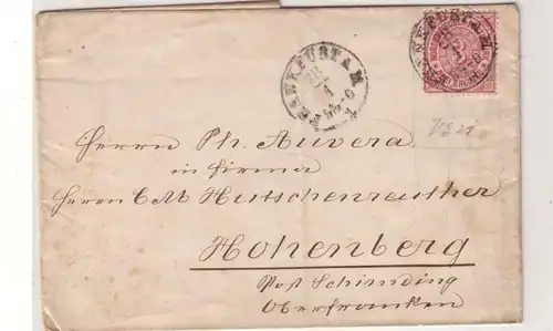 53140 Lettre de 3 Kreuzer Norddeutsche Postdistrict de Francfort-sur-le-Main 1868