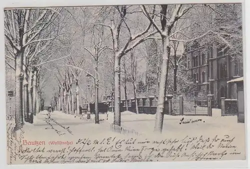 53137 Ak Bautzen Wallstrasse im Winter 1905
