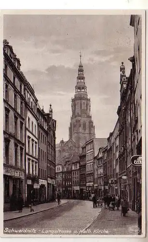 53131 Ak Schweidnitz Langstraße und Katholische Kirche 1944