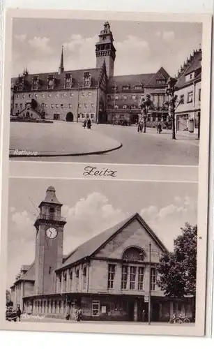 53076 Mehrbild Ak Zeitz Rathaus und Bahnhof 1939