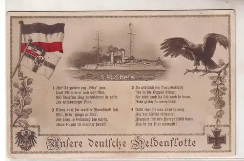 53060 Ak "Notre flotte héros allemand" S.M.S. Hela vers 1915