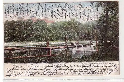 53057 Ak Gruß aus Chemnitz Naturheilanstalt mit Stadtpark 1903