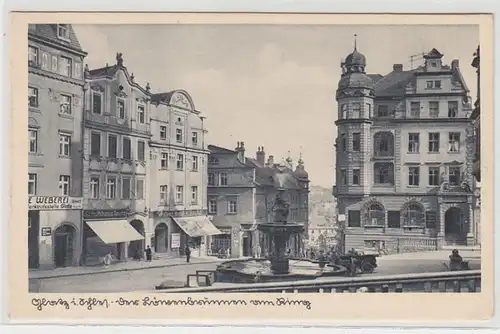 53018 Ak Glatz en Silésie des fontaines de Lion sur l'anneau vers 1930