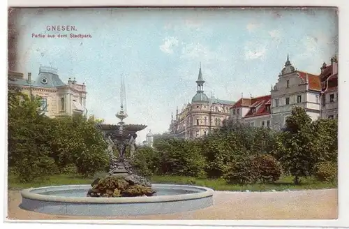 53009 Ak Gnesen Partie aus dem Stadtpark 1907