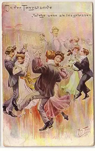 52986 Humour Ak Arthur Thiele dans la danse "Malheur quand ils ont lâché" 1912