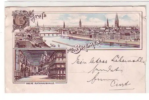52947 Ak Lithographie Gruss aus Bremen 1895