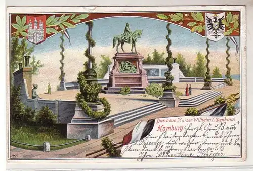 52942 Ak Hambourg le nouvel empereur Guillaume Ier monument 1903