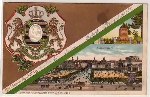 52912 Präge Ak Lithographie Gruss aus Leipzig 1903