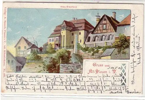 52906 Ak Gruß aus Alt Plauen im Vogtland altes Brauhaus 1900