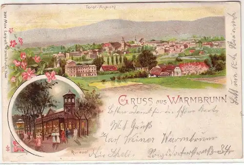 52893 Ak Lithographie Gruß aus Warmbrunn in Schlesien 1902