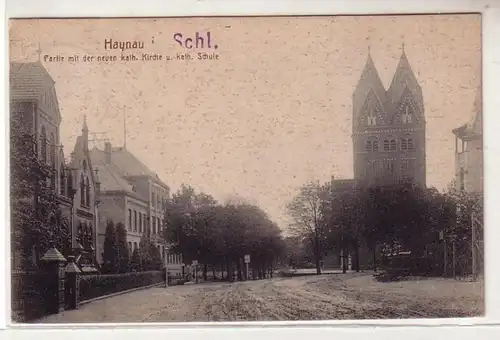 52892 Ak Haynau en Silésie Église catholique et école 1938