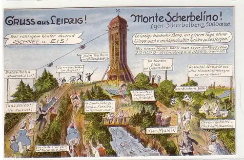 52868 Humor Ak Gruß aus Leipzig ! Monte Scherbelino ! um 1910