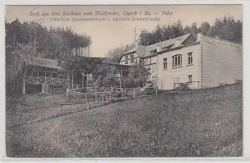 52863 Feldpost Ak Gruß aus dem Gasthaus zum Waldfrieden Oppach 1916