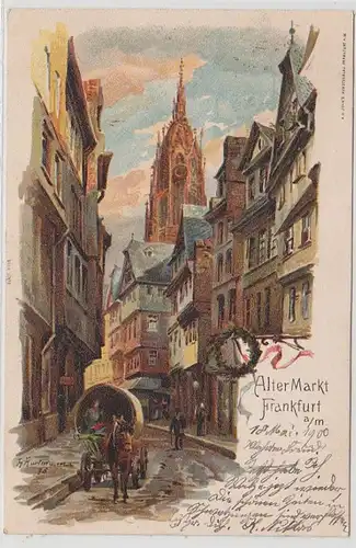 52840 Artiste Ak Frankfurt am Main antique Markt 1900