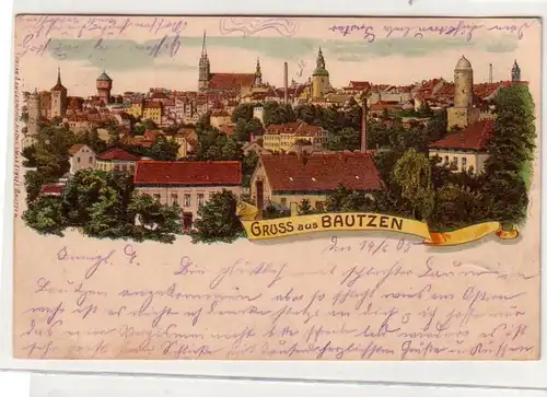 52822 Ak Lithographie Gruß aus Bautzen 1905