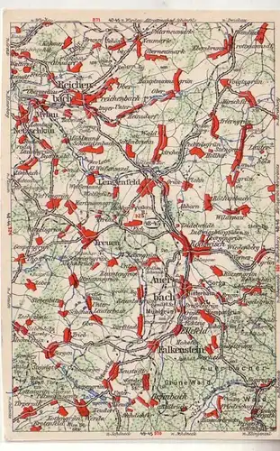 52819 WONA Landkarten Ak Reichenbach Lengenfeld Auerbach Treuen usw. um 1930