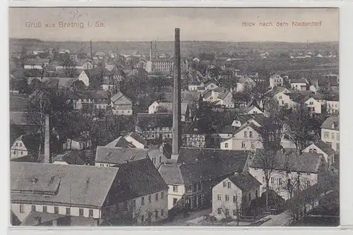52816 Ak Gruß aus Bretnig Blick nach dem Niederdorf 1914