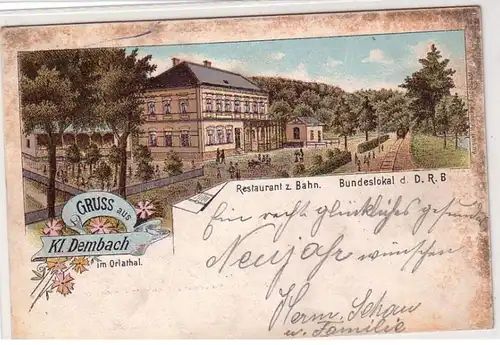 52806 Ak Lithographie Gruss aus Klein Dembach im Orlathale Restaurant um 1900