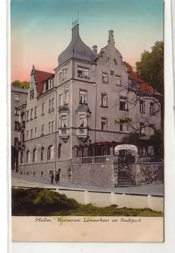 52798 Ak Meißen Restaurant Lämmerhaus am Stadtpark 1927