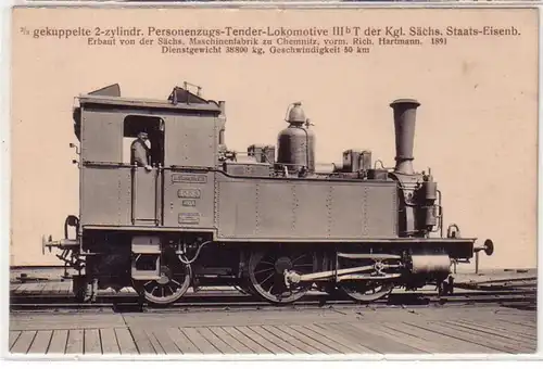 52741 2/3 gekuppelte 2 zylindr. Personenzugs Tender Lokomotive III b T um 1910