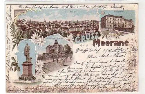 52715 Ak Lithographie Salutation de Meerane Cour administrative etc. 1898