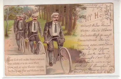 52711 Humor Reim Ak Radfahrer "All Heil!" 1904