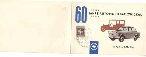 52615 Publicité pli carte 60 ans Construction automobile Zwickau 1904-1964