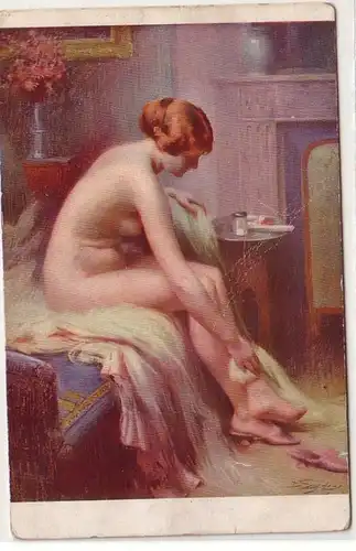 52570 Kunst Ak Erotik "Nach dem Bade" von D. Enjolras um 1920