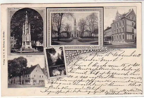 52566 Mehrbild Ak Gruß aus Niesky Gasthof Schule usw. 1901