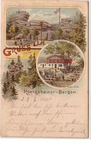 52563 Ak Lithographie Gruss von den Königshainer Bergen 1901