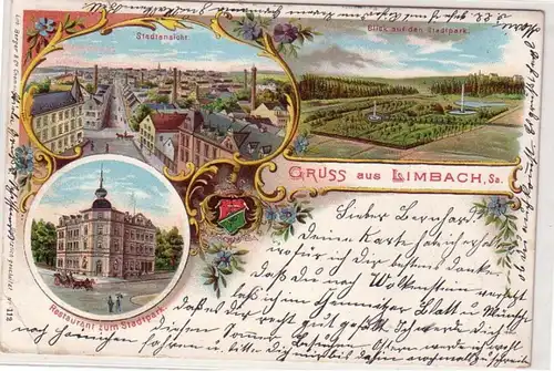 52556 Ak Lithographie Gruss aus Limbach in Sachsen 1900