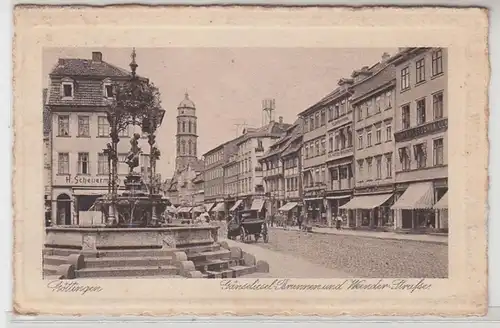 52519 Ak Göttingen Gänseliesel Brunnen und Weender Strasse 1925