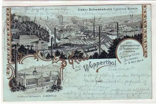 52514 Ak Lithographie Gruss du Wupperthal 1902