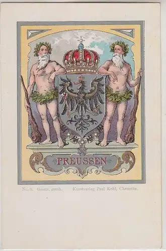52509 Wappen Ak Lithographie Königreich Preussen um 1900
