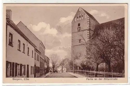 52492 Ak Belgern Elbe Partie an der Ritterstrasse um 1920