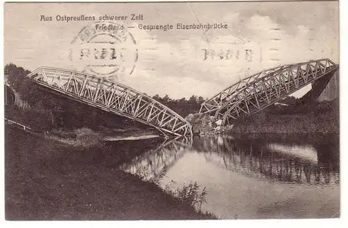52438 Ak Friedland Est Prusse Pont ferroviaire 1915