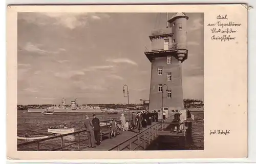 52405 Ak Kiel sur la tour de signalisation Vue sur le port de guerre 1936