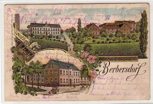 52355 Ak Lithographie Gruss aus Berbersdorf Gasthof 1912