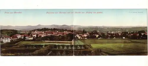 52316 Doppel Klapp Ak Gruß aus Herrnhut Panorama 1900