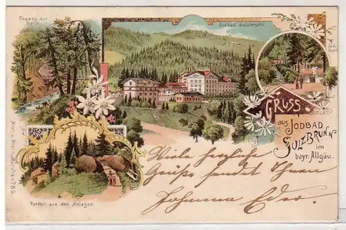 52256 Ak Lithographie Gruß aus Jodbad Sulzbrunn im Bayr. Allgäu 1900