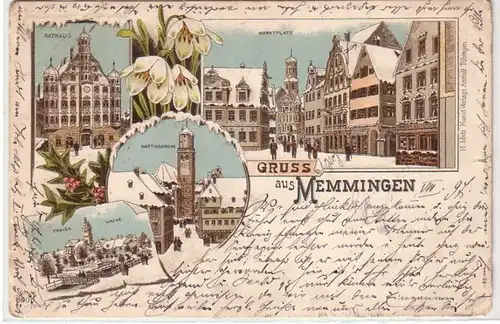 52243 Ak Lithographie Salutation de Memmingen 1897
