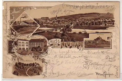 52223 Ak Lithographie Gruss aus Neustadt N.N. 1897