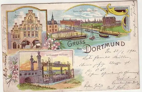 52211 Ak Lithographie Gruss aus Dortmund 1900